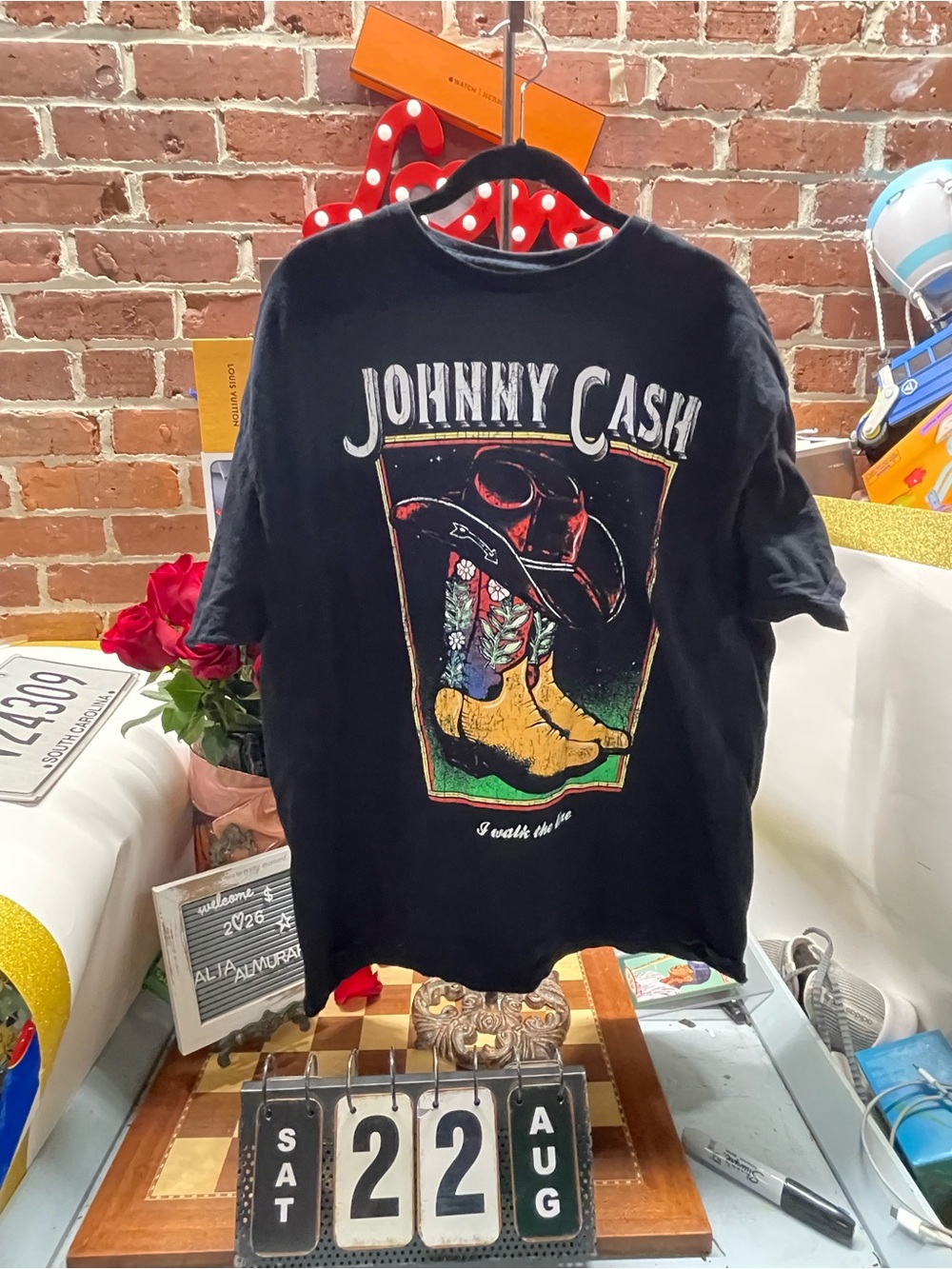 Johnny Cash License Printed Oversized Graphic Band Tshirt